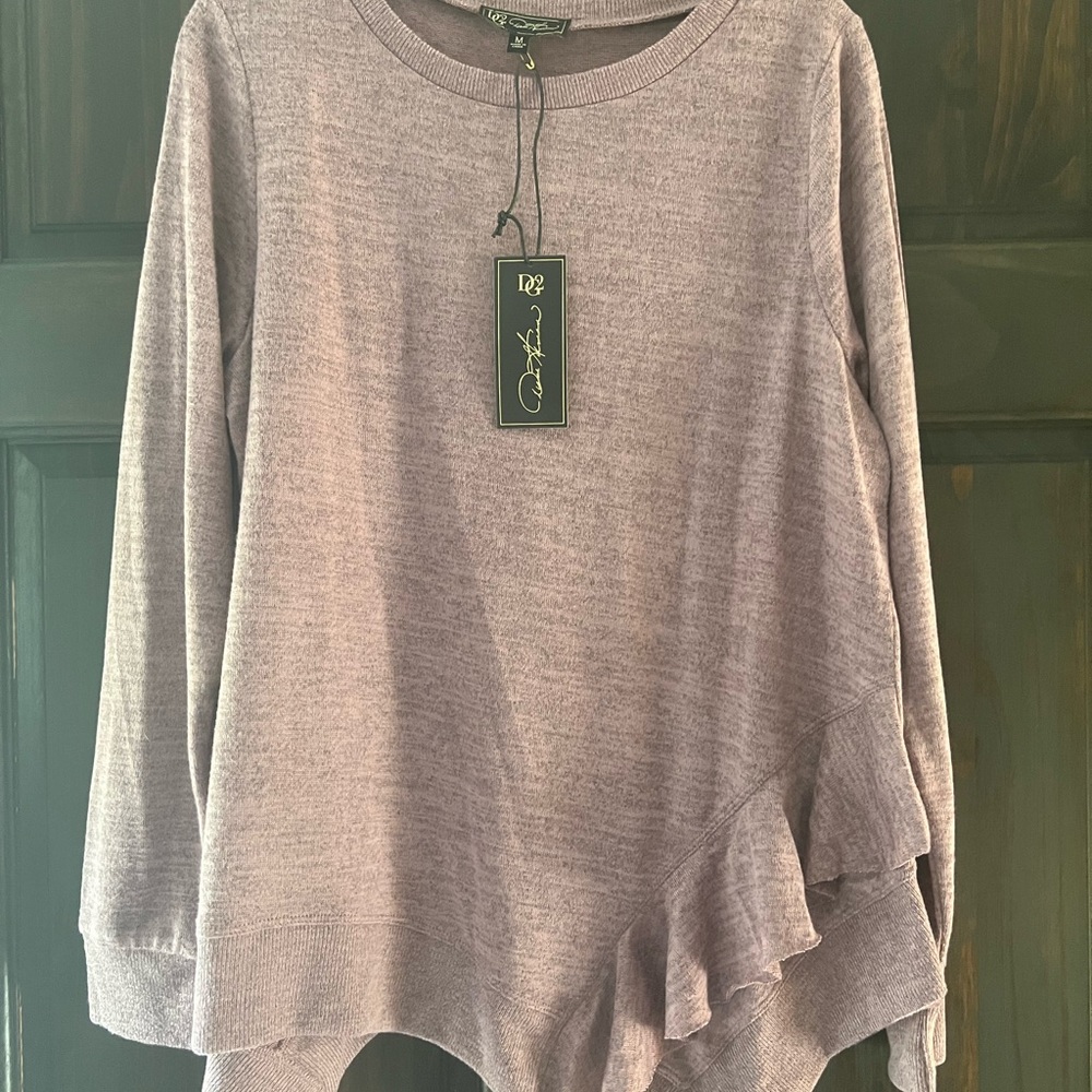 Diane Gilman DG2 soft light weight pink/purple knit top M - NEW with Tags